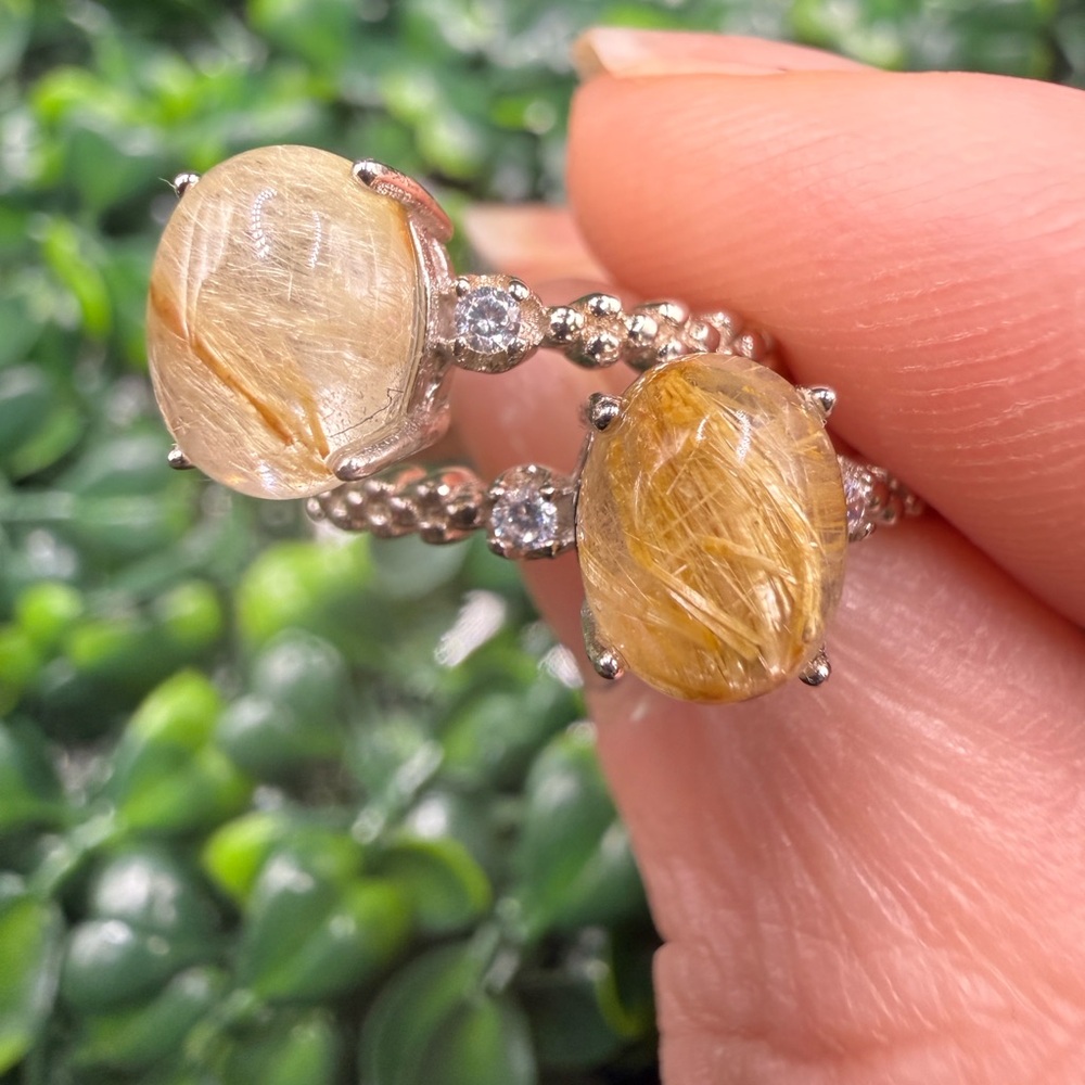 Golden Rutile Quartz, Adjustable Sterling Silver Ring - Picture 3 of 10